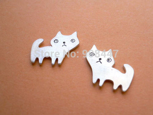 10 PCS-S071 jewelry Cat Stud Earrings Fine Silver Jewelry Kawaii Earring