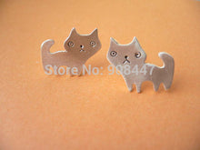 10 PCS-S071 jewelry Cat Stud Earrings Fine Silver Jewelry Kawaii Earring