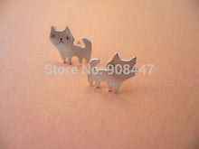10 PCS-S071 jewelry Cat Stud Earrings Fine Silver Jewelry Kawaii Earring