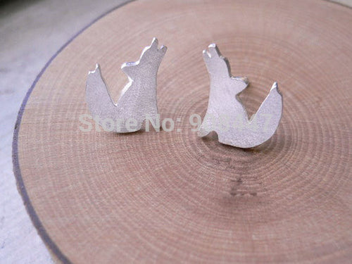 10 PCS-S073 jewelry Silver Coyote Stud Earring - Howling Wolf Silhouette earrings