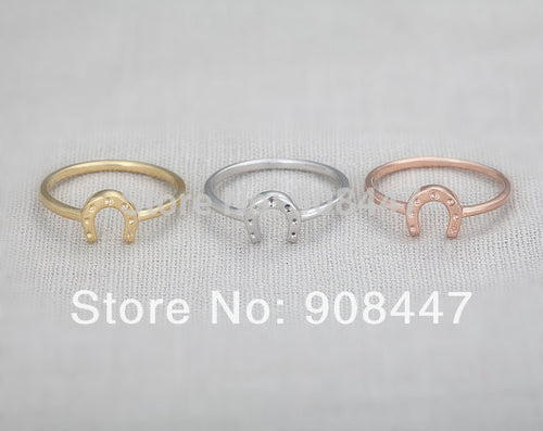 10 PCSlot- Lucky Horseshoe Ring - Silver Rhodium Plated, Everyday Jewelry, Simple, Cute, Adjustable Ring