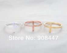 10 PCSlot- Sideways Cross Ring - Gold Simple mdi rings,cool rings,religious rings