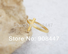 10 PCSlot- Sideways Cross Ring - Gold Simple mdi rings,cool rings,religious rings
