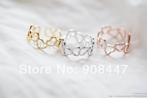 10 PCSlot- Rolling Heart Ring Mother Day Gifts Adjustable Stretch Rings