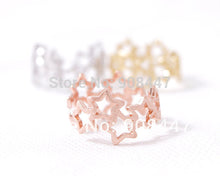 10 PCSlot- jewelry star Gold Silver Pink-gold Linked Stars Ring with