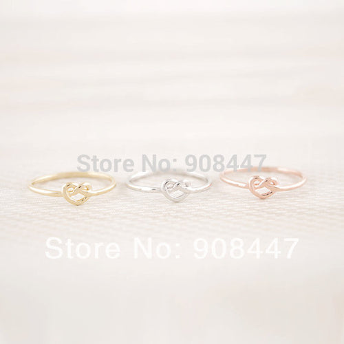 10 PCSlot- mix color Promotion Jewelry Kpop Heart Knot Ring Everyday Jewelry infinity ring