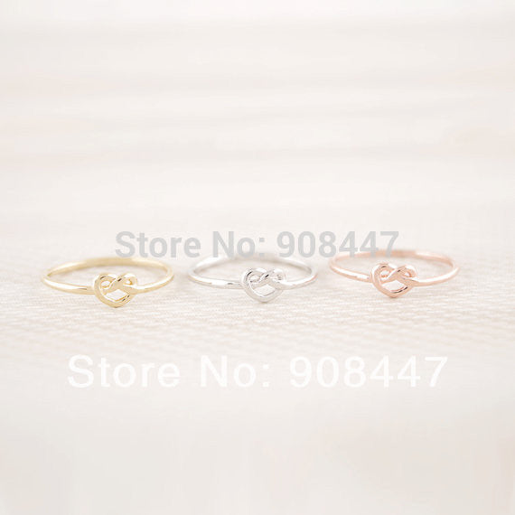 10 PCSlot- mix color Promotion Jewelry Kpop Heart Knot Ring Everyday Jewelry infinity ring