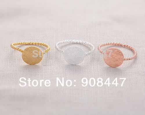 10 PCSlot- Hammered Ring With Twisted Ringband - Silver Round rings,midi rings