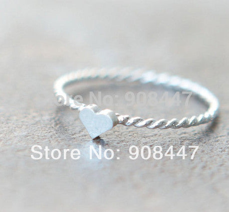 10 PCSlot- Jewelry Twist Heart Ring,Tiny Heart Rings