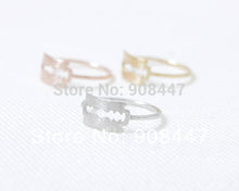 10 PCSlot-R124 Gold Silver Pink-gold Razor Blade Ring