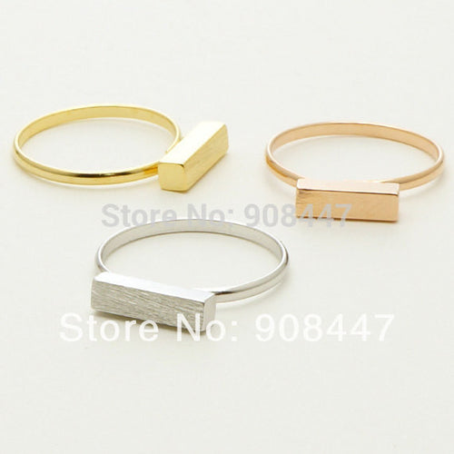 10 PCSlot-R247 Thick Modern Bar Ring Silver, Gold, Rose Gold Adjustable Ring