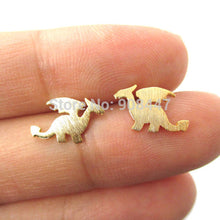 10 Pairs- S077 Small Dragon Silhouette with Wings Animal dinosaur Shaped Stud Earrings in Gold Handmade Animal Jewelry
