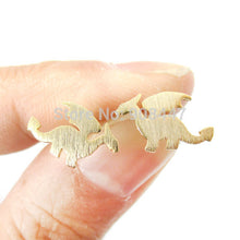 10 Pairs- S077 Small Dragon Silhouette with Wings Animal dinosaur Shaped Stud Earrings in Gold Handmade Animal Jewelry