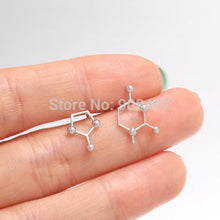 10 Pairs- S078 Unbalance Caffeine Molecule Structure Stud Earrings Unique Chemistry Earrings