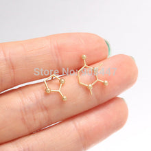 10 Pairs- S078 Unbalance Caffeine Molecule Structure Stud Earrings Unique Chemistry Earrings