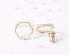 10 Pairslot- jewelry Gold Silver Pink Gold Hexagon Stud Earrings S043