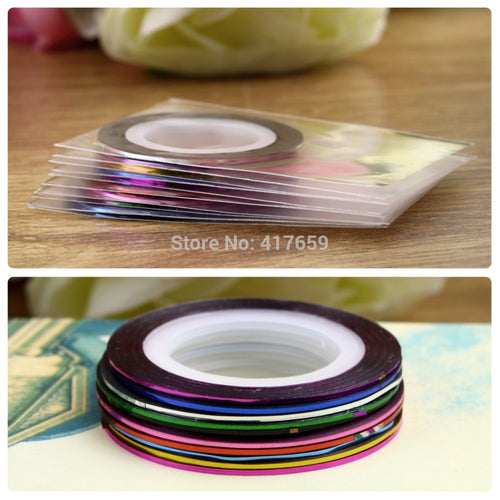 10 Pcs Mixed Colors Rolls Striping Line Tape DIY Nail Art Decorations Self-adhesive Nail Stickers Nails Care Art Accessories