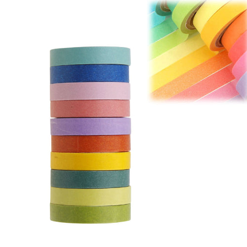 10 Pcs Portable Tape Set Masking Scrapbook Decor Paper Adhesive Sticker DIY Colors 82034