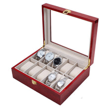 10 Slot Cherry Wood Watch Display Case Glass Top Jewelry Storage Box Gifts Fast Shipping Feida