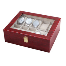 10 Slot Cherry Wood Watch Display Case Glass Top Jewelry Storage Box Gifts Fast Shipping Feida