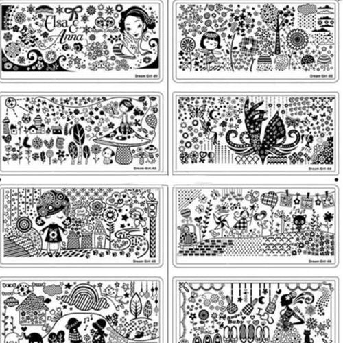 10 Styles Dream Girl Series Nail Stamp Stamping Image Steel Plate Print Nail Art Template DIY Polish Tools