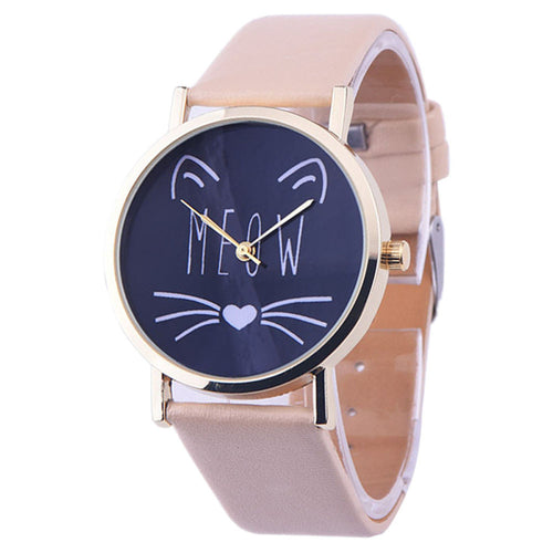 10 Styles Relojes Women Leather Bracelet Watch Gold Case Quartz Watch Laides Casual Cute Cat WristWatch Mujer Montre