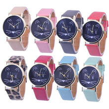 10 Styles Relojes Women Leather Bracelet Watch Gold Case Quartz Watch Laides Casual Cute Cat WristWatch Mujer Montre