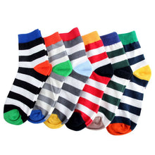 100% Cotton Warm New Men Mixed Color Wide Stripe Ankle Soft Casual Socks PY8