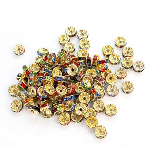 100 PCS Rhinestone Crystal Spacer Bead 8mm Multicolor Fast Shipping Feida