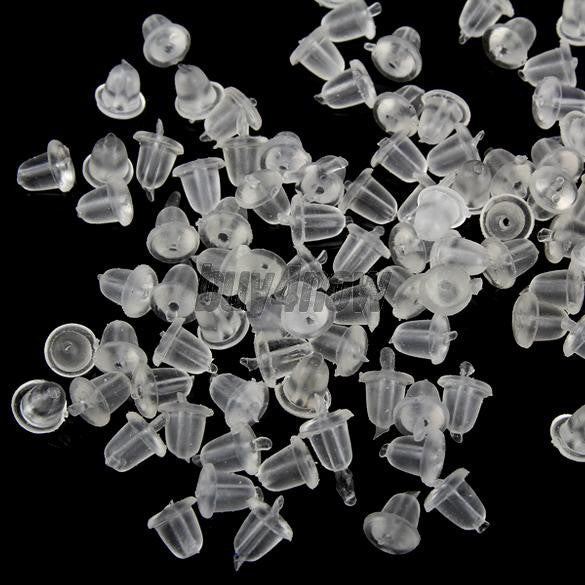 100 X Soft Clear Earrings Stud Back Stopers Plugs