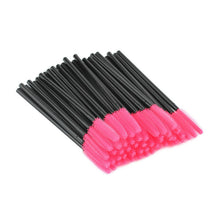 100 pcs Knife Shaped Hair Disposal Fiber Eyelash Brushes Pink + Black