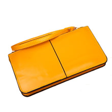 100% r Retro Long Card Holder Purse Leather Stitching Lady Women Wallet