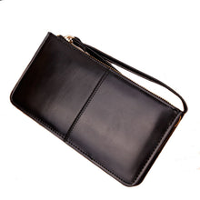 100% r Retro Long Card Holder Purse Leather Stitching Lady Women Wallet