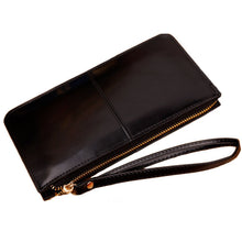 100% r Retro Long Card Holder Purse Leather Stitching Lady Women Wallet