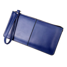 100% r Retro Long Card Holder Purse Leather Stitching Lady Women Wallet