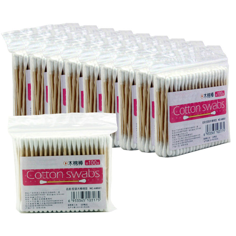 1000Pcs Disposable Cotton Swabs Applicator Q-tip Wood Hle Swab Stick 3
