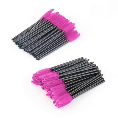 100pcslot make up brush Pink synthetic fiber Disposable Eyelash Brush Mascara Applicator Wand Brush Cosmetic Makeup Tool