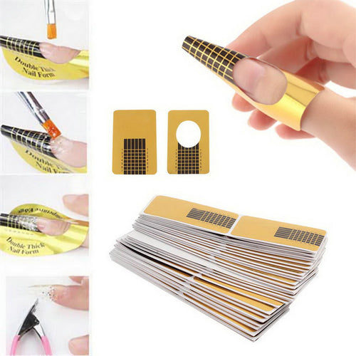 100pcs Nail Tools Tips Nail Art Guide Form Acrylic Tip Gel Extension Sticker Nail Polish Curl Form