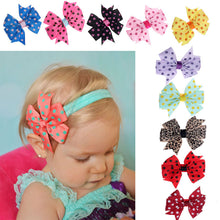10PC Babys Headband Girls Kids Cute Hairband Elastic Wave Point Bowknot Pography Hair Wear Promotion