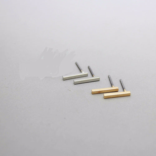 10PCS 18k Gold silver plated Simple Bar stud Earrings S081