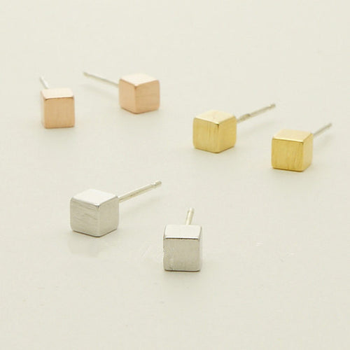 10PCS Gold Silver Rose GoldTiny Square stud earrings Simple earrings Gift mom Birthday Gift best friend Birthday S082