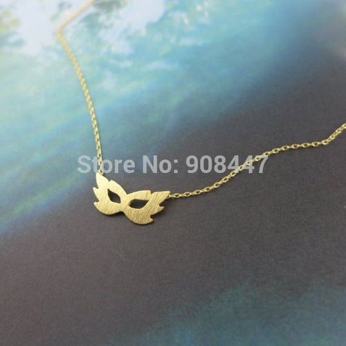 10PCS-N096 Gold Silver Tiny Fairy masquerade fox Mask Necklace fa,bohemia face mask necklace pendant