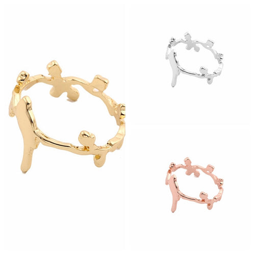 10PCS-R099 Cute Bird On Leaf Branch Ring,Animal Plant Rings