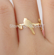 10PCS-R099 Cute Bird On Leaf Branch Ring,Animal Plant Rings