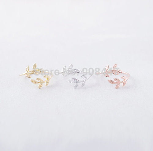 10PCS-R100 Jewelry Leave Rings Cute Double Leaf Ring, Plant Branch Rings girl's Gift