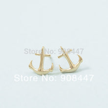 10PCS-S026 jewelry Gold Silver Tiny Anchor Stud Earrings