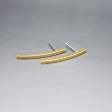 10PCS-S080 Jewelry Gold Silver and Rose gold Curved Bar stud Earrings Simple Bar Earrings