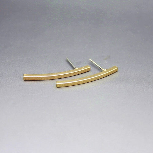 10PCS-S080 Jewelry Gold Silver and Rose gold Curved Bar stud Earrings Simple Bar Earrings