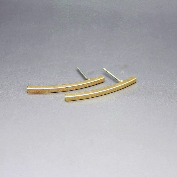 10PCS-S080 Jewelry Gold Silver and Rose gold Curved Bar stud Earrings Simple Bar Earrings