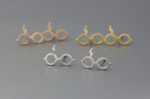 10PCS-S086 Models Magic Glasses Pendant earring with Available color as listed ( Gold, Silver, Pink Gold )